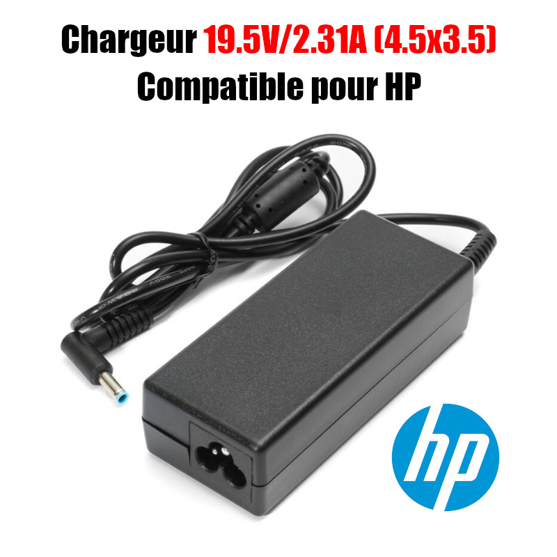 Chargeur HP 19.5V 2.31A PIN FICHE BLEU (4.5 X 3.5) - CAPMICRO