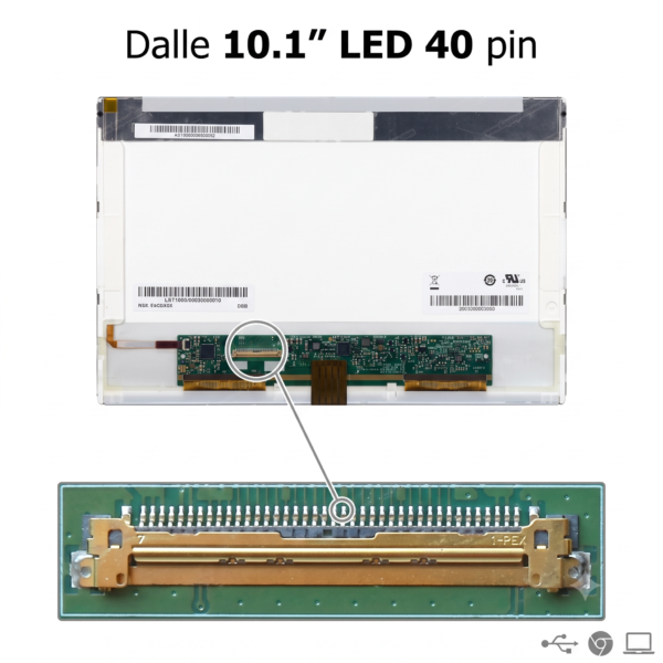 Dalle ecran 10.1 pouces LED 40 pin WSVGA 1024x600 pour PC portable netbook Algerie