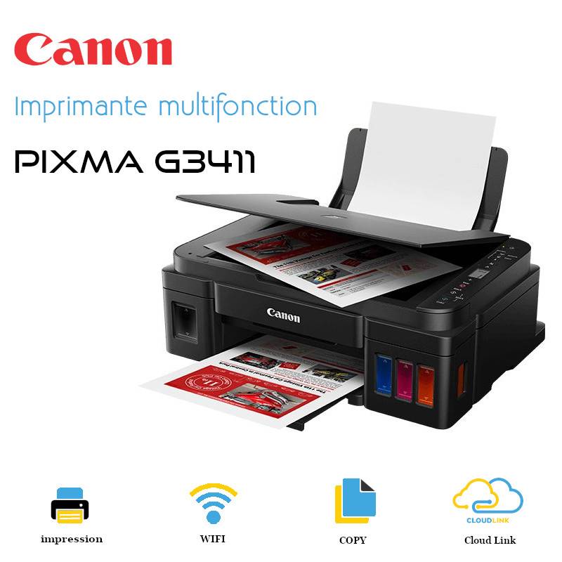 Imprimante Wi-Fi Jet d'encre Couleur 3en1 Canon PIXMA G3400
