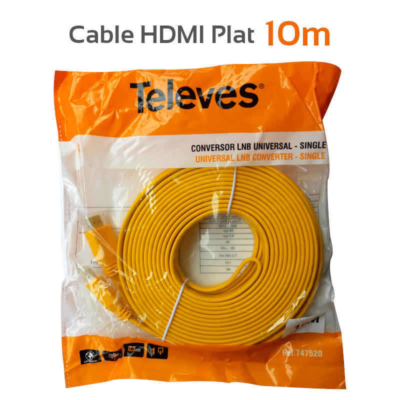 Cable HDMI Plat 3m CAPSYS Noir, Ethernet version 1.4b - CAPMICRO