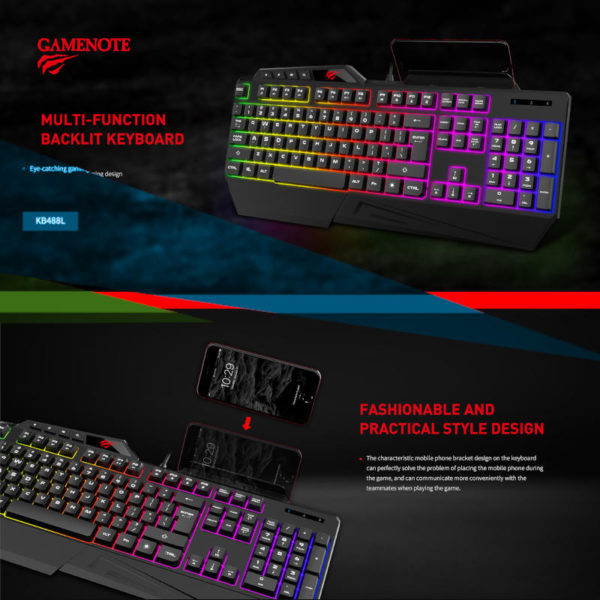 Clavier Gamer Rétro-éclairé et multifonction HAVIT KB488L RGB AZERTY image #00