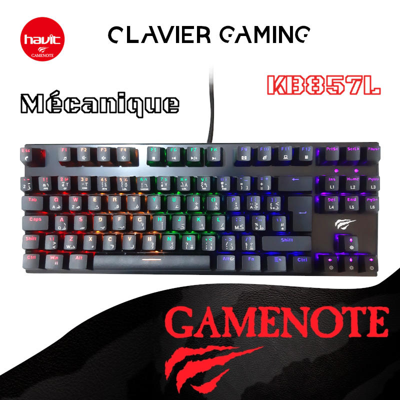 Clavier Gamer Mécanique HAVIT Noir et Rouge (KB870L) - SYNOTEC