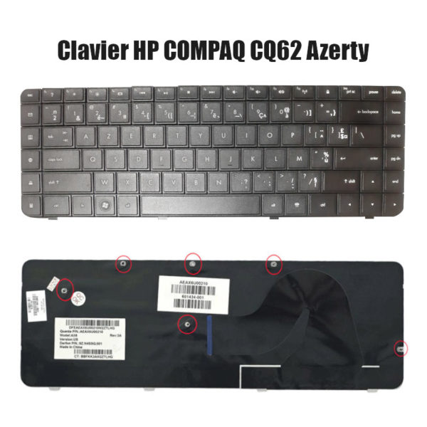 Clavier HP COMPAQ CQ62 pour pc-portable Azerty Noir