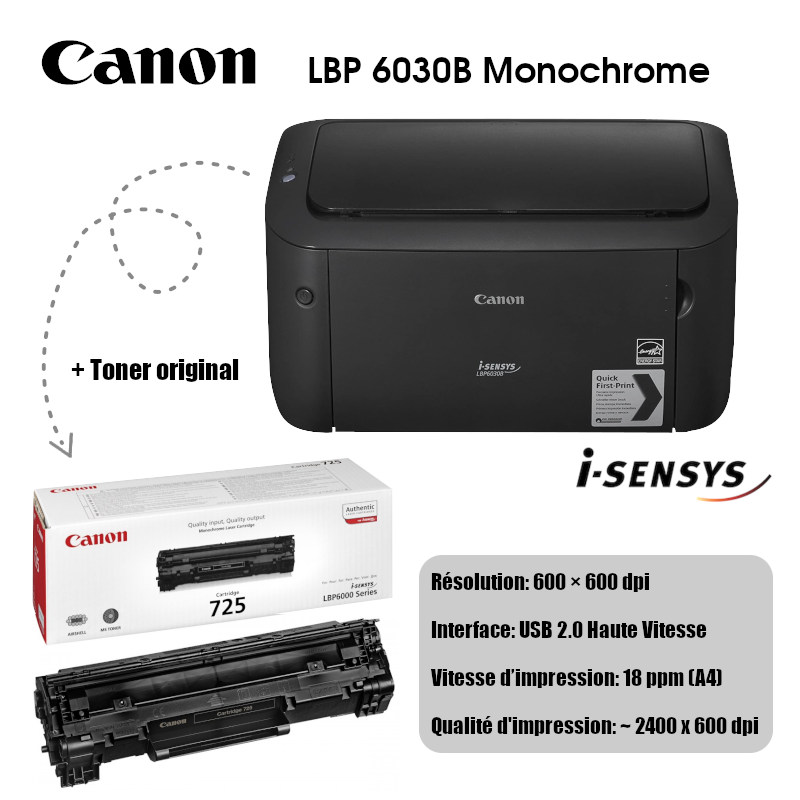 Imprimante laser monochrome Canon-LBP6030B + Toner original - CAPMICRO
