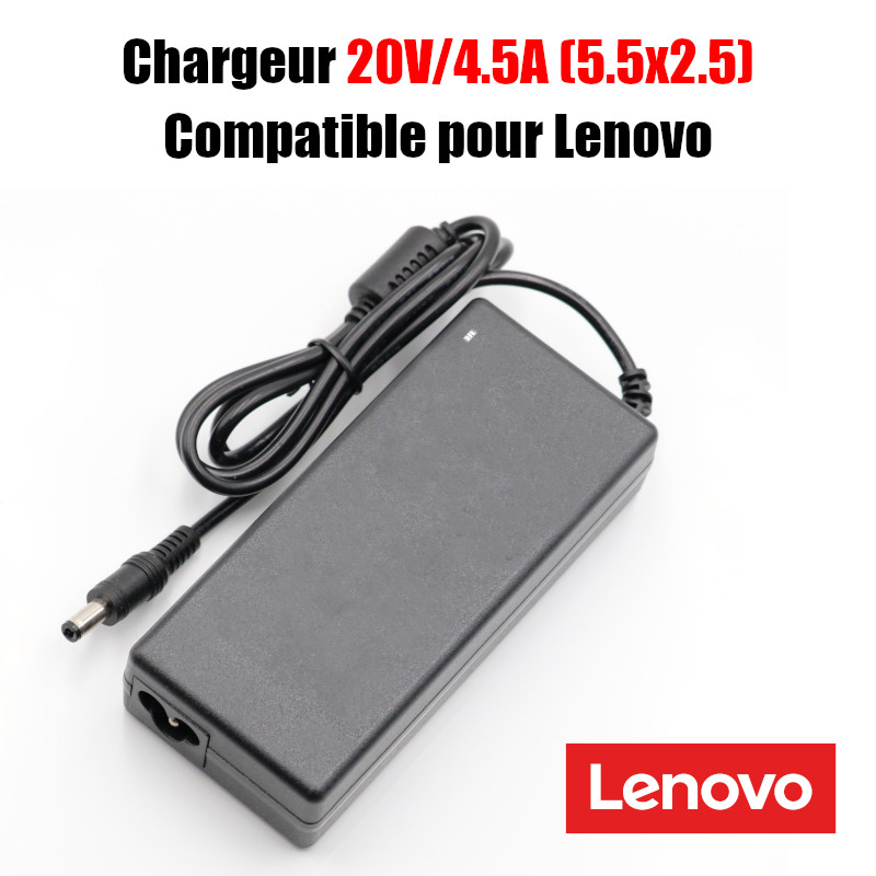 Chargeur 20V 4.5A (5.5x2.5) Compatible pour Lenovo - CAPMICRO