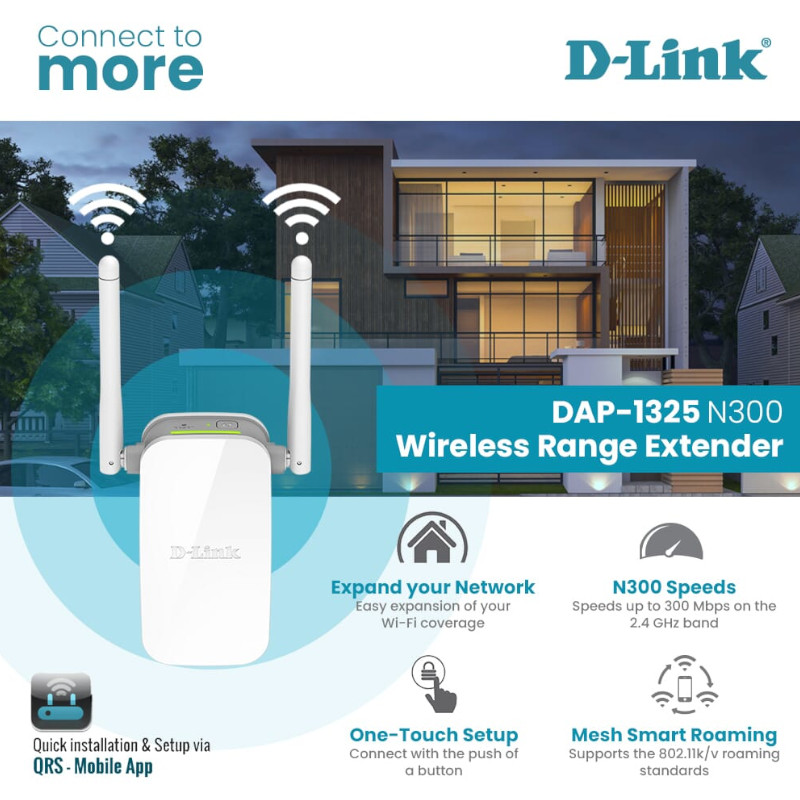 Répéteur Wi-Fi N300 D-Link DAP-1325 2 antennes externes - CAPMICRO