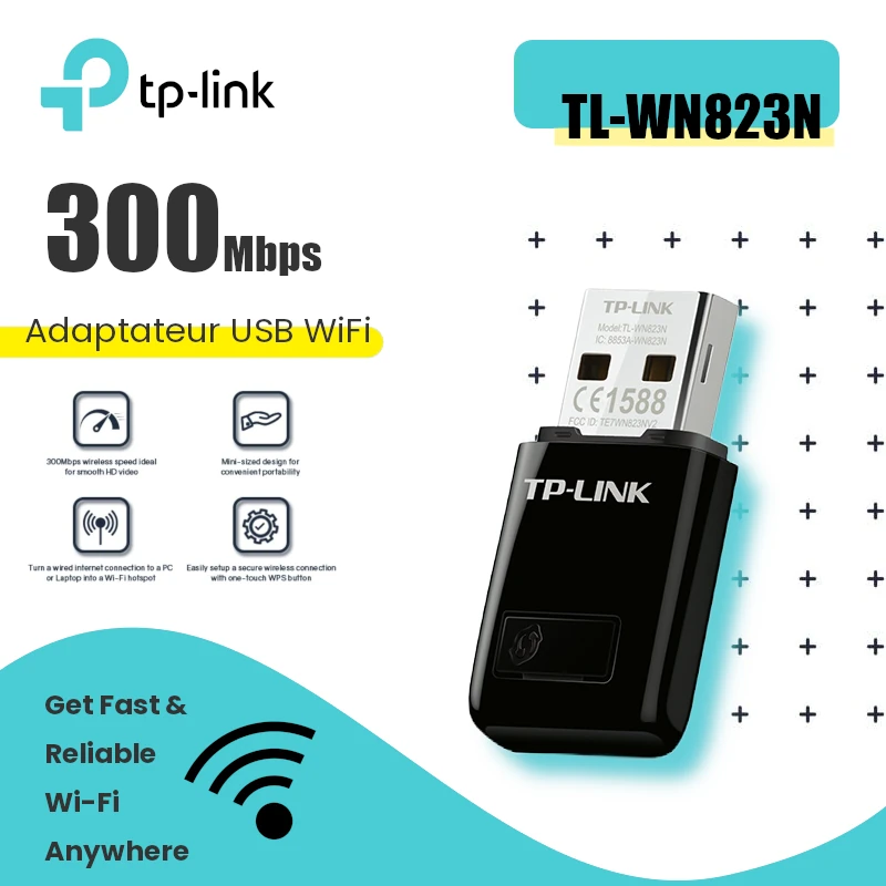 TP-Link Cle wifi TP-LINK 150 Mbps TL-WN722N Compatible avec Windows 10, Mac  OS, LIinux  