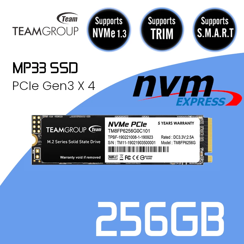 DISQUE DUR INTERNE SSD M.2 TEAMGROUP MP33 PRO 256 GO