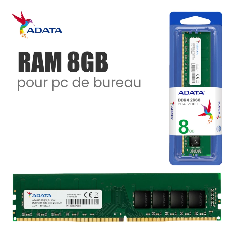 RAM 8GB 2666MHz DDR4 ADATA pour Desktop - CAPMICRO