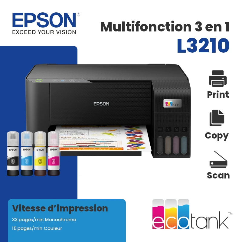 Imprimante Réservoir EcoTank L3210 Epson Multifonction Couleur - CAPMICRO