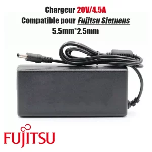Chargeur ordinateur portable Fujitsu Siemens 20V 3.25A 65W connecteur 5.5mm  x 2.5mm