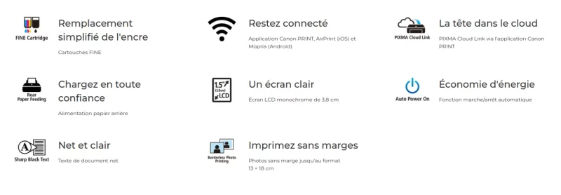 Imprimante multifonctions Canon TS3440 PIXMA Couleur Wi Fi specs