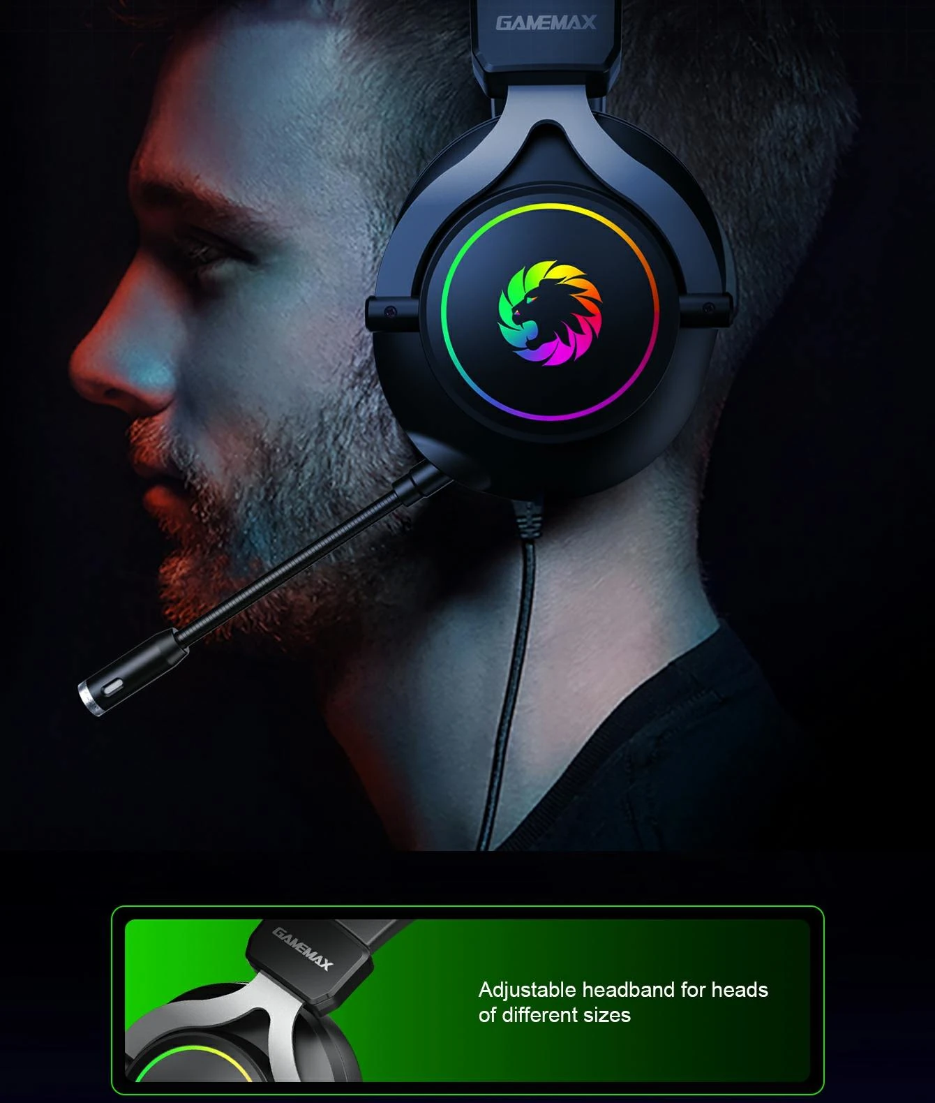 Casque Gaming USB 7.1 ARGB HG3600 GAMEMAX fiche technique (specs) image 13