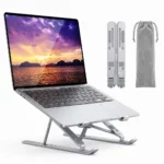 Support Laptop en Aluminium Silver pliable et réglable avec pochette de transport pour bureau en Algérie