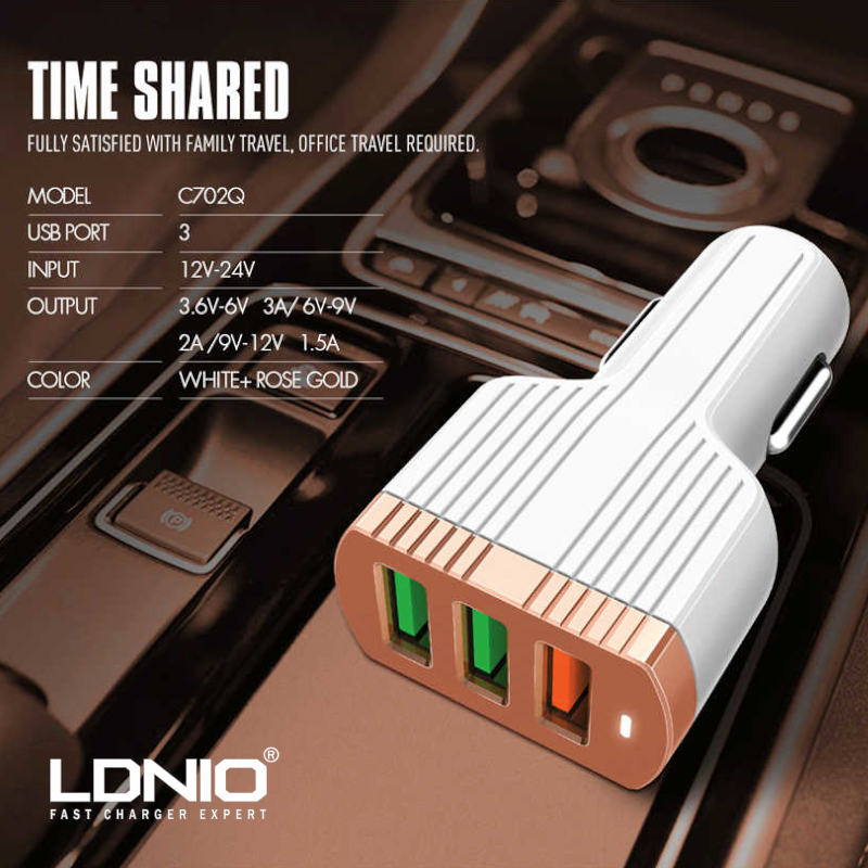 Chargeur LDNIO C702Q 3.0A smartphone pour voiture image #01 Chargeur LDNIO C702Q 3.0A smartphone pour voiture image #01