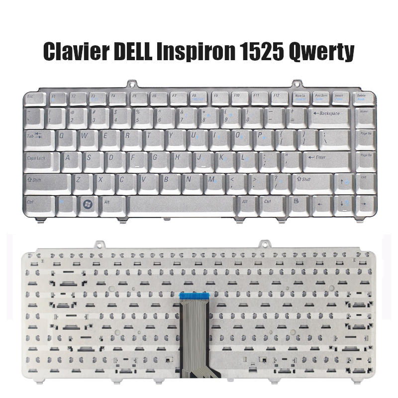 Clavier DELL Inspiron 1525 Qwerty argent chromé Clavier DELL Inspiron 1525 Qwerty argent chromé