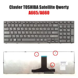 Clavier Toshiba Satellite A665 A660 QWERTY Noir avec Pavé Numérique