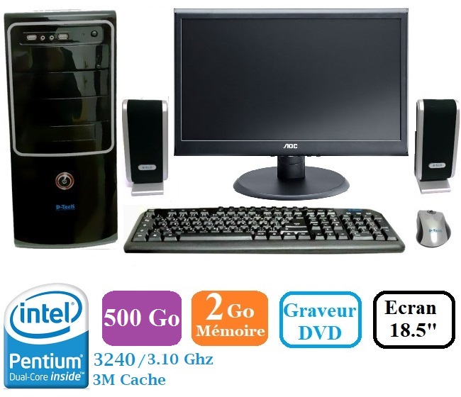 Pc de Montage Dual Core CPU 3250 500GO 2 GO DDR3 18.5"