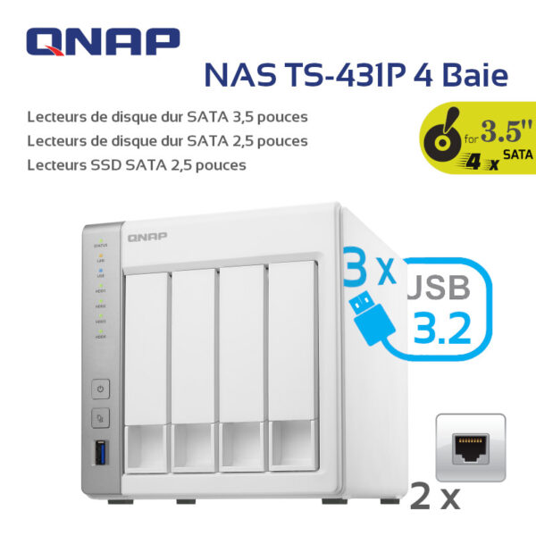 QNAP Serveur NAS TS-431P 4 Baies image #00