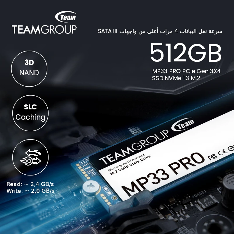 SSD NVMe M.2 512GB TeamGroup MP33 PRO PCIe Gen3X4 image #01