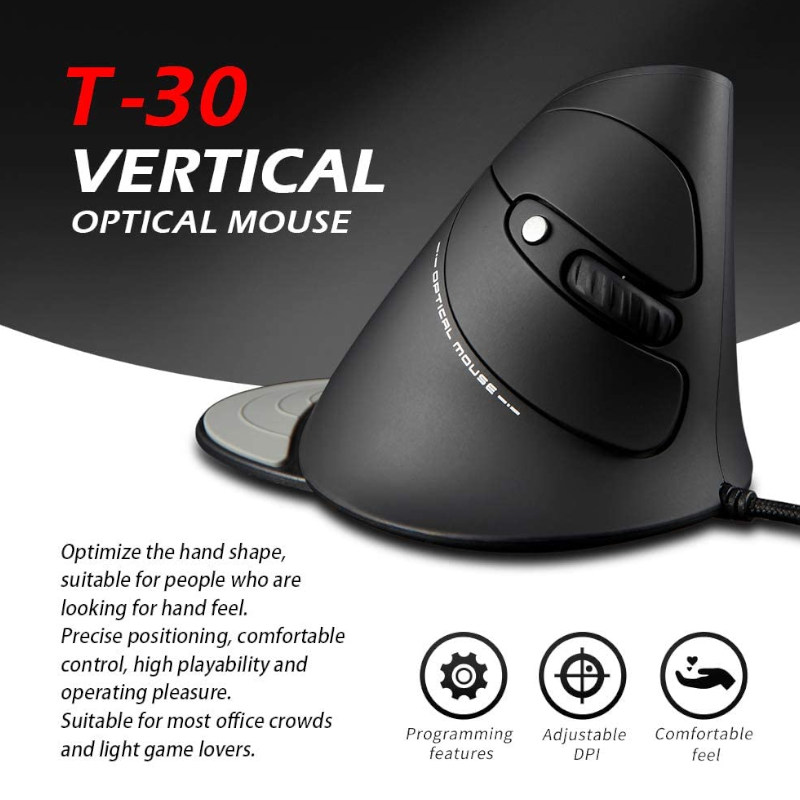 Souris Gaming Verticale Filaire Zelotes T-30 3200 DPI image #01