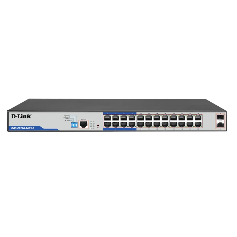 Switch Gigabit 24 ports PoE 2 ports SFP D Link dgs f1210 26ps e