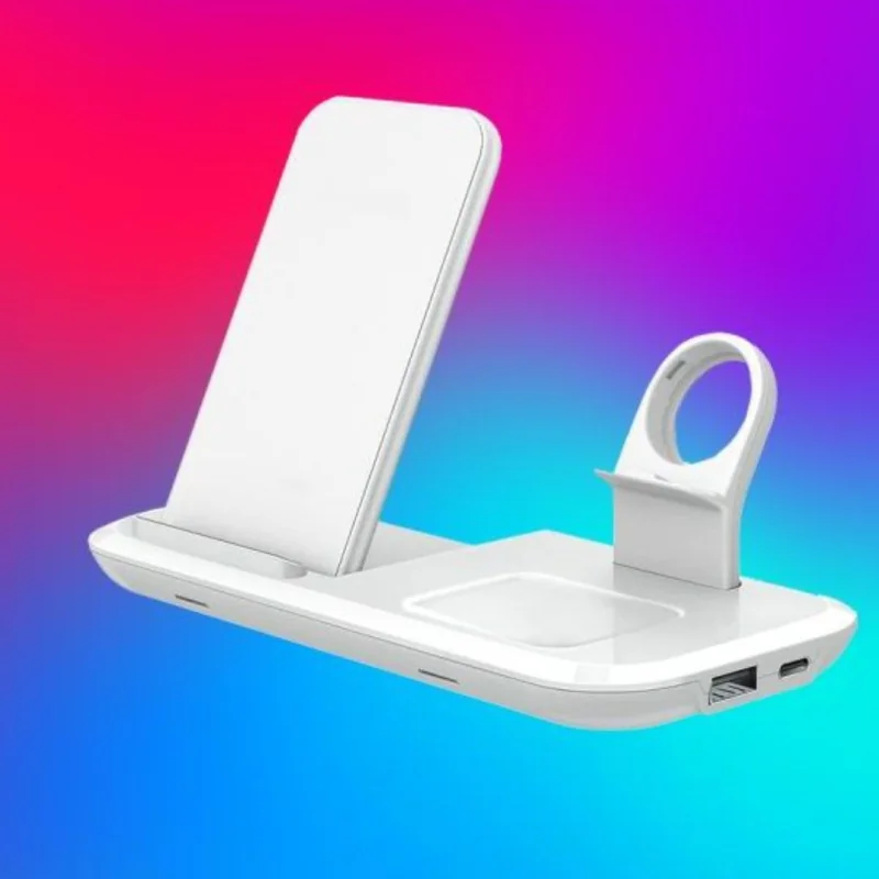 havit chargeur sans fils w3020 pour téléphone smartwatch et earpods blanc