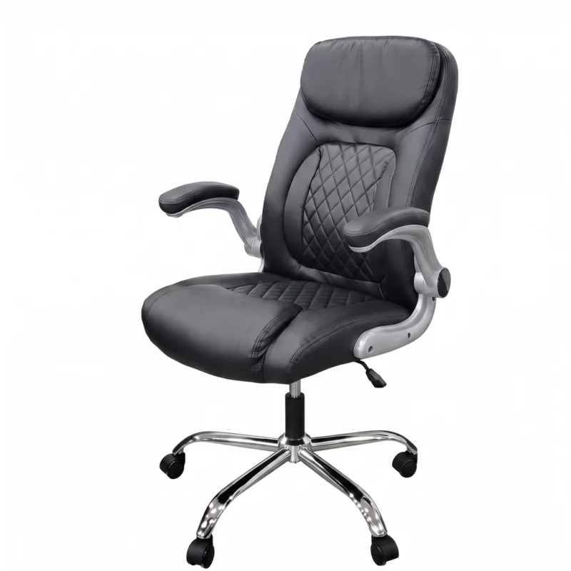 Chaise de Bureau Ergonomique HZ 2079 Noir avec revêtement synthétique premium et accoudoirs relevables pour bureau en Algérie