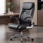 Chaise de Bureau Ergonomique HZ 2079 Noir avec revêtement synthétique premium et accoudoirs relevables pour bureau en Algérie