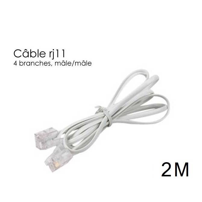 Câble Téléphone RJ11 2M - CAPMICRO